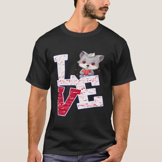私は可愛いベビー狼が大好き Tシャツ (正面)