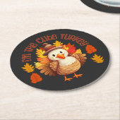私は可愛い七面鳥感謝祭秋 ラウンドペーパーコースター (アングル)