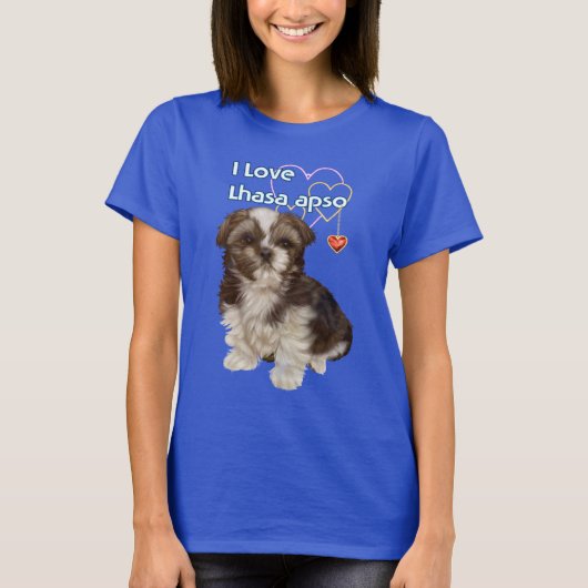 私は可愛い小犬ラサ・アプソが好きです。Tシャツ  Tシャツ (正面)