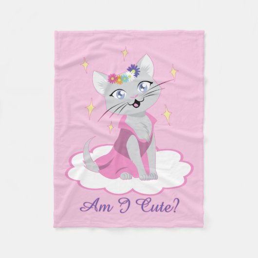 私は可愛い？ フリースブランケット (正面)
