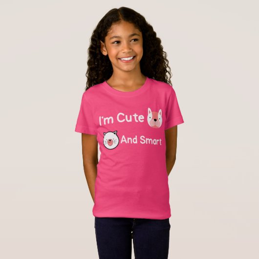 私は可愛くてペット頭が切れるの猫犬の動物 Tシャツ (正面フル)