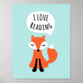 私は可愛読い漫画のキツネ子供部屋ウォールアートが大好き ポスター (正面)