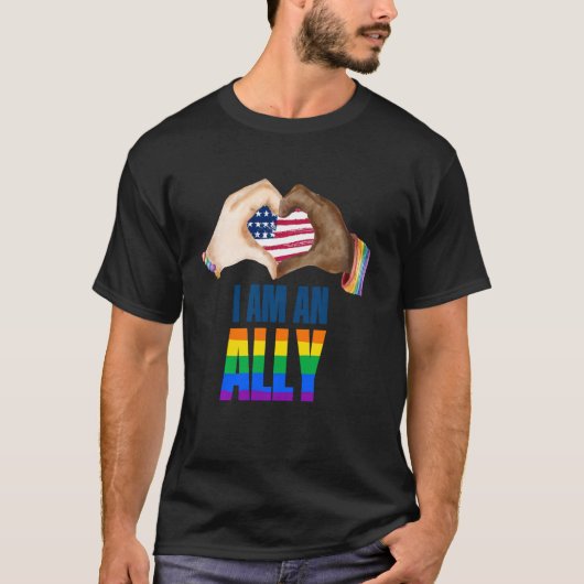 私は同盟国LGBTQレズビアンゲイトランスパン同性愛者Gif Tシャツ (正面)