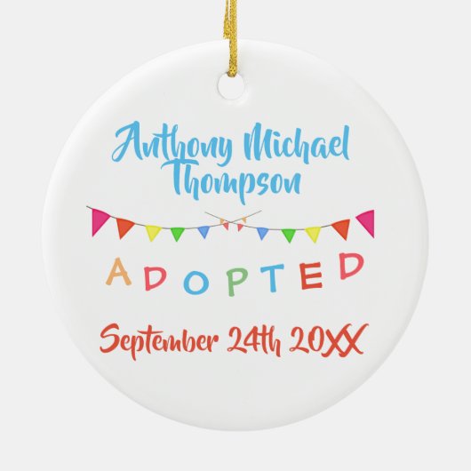 私は名前日付旗のカスタムの採用されました セラミックオーナメント (裏面)