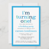 私は向きを変える！ブルー·ファーモダンスト·バースデー·パーティー 招待状 (正面)