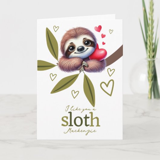 私は君がナマケモノのバレンタインを好パーソナライズされたきだ シーズンカード (正面)