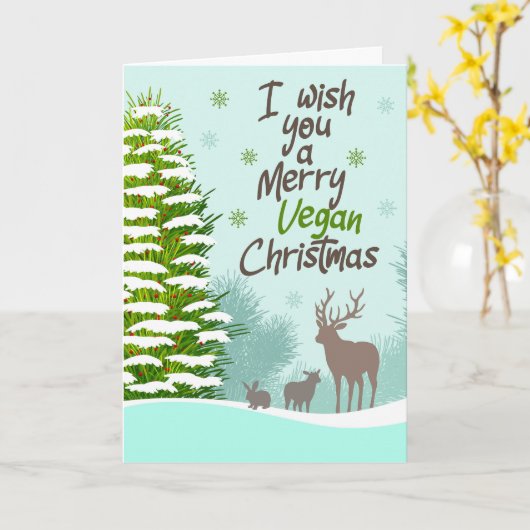 私は君にビーガンのメリークリスマスを願う カード (黄色い花)