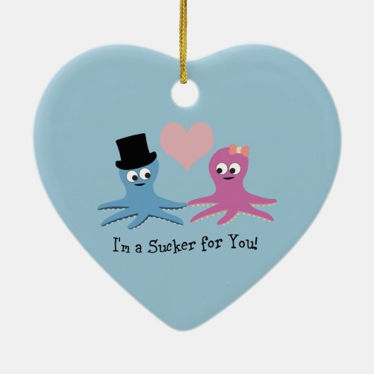 私は君に弱っている！かわいいオクトピ セラミックオーナメント (裏面)