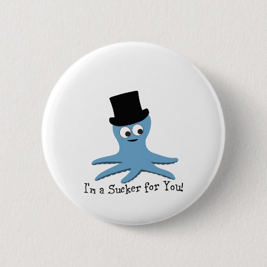 私は君に弱っている!青タコ 缶バッジ (正面)