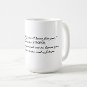 私は君のカップに持っている計画を知っているからだ コーヒーマグカップ (正面右)