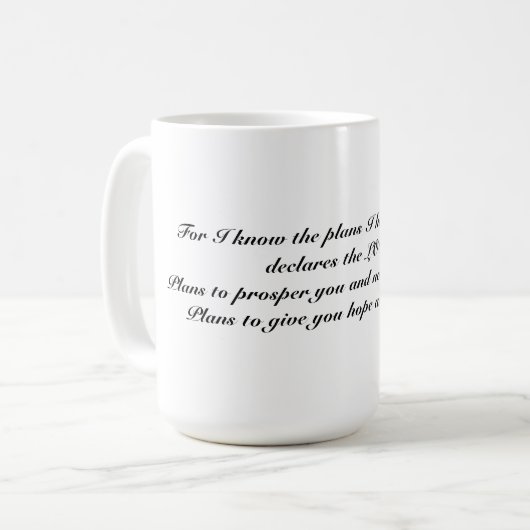 私は君のカップに持っている計画を知っているからだ コーヒーマグカップ (正面左)