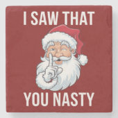 私は君のクリスマス扱いにくを見おもしろいた笑わされる ストーンコースター (正面)