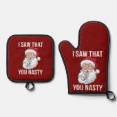 私は君のクリスマス扱いにくを見おもしろいた笑わされる 鍋つかみ&鍋敷きセット (正面)