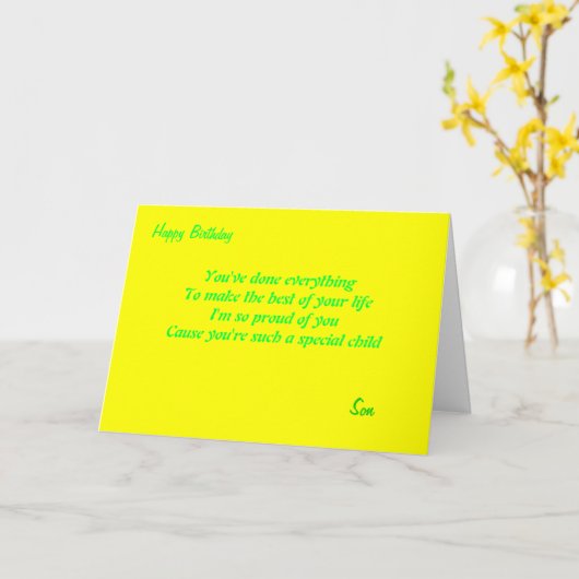 私は君の誇りを持った息子の誕生日カードだ カード (黄色い花)