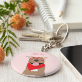 私は君アメリカのブルドッグキスマーク キーホルダー (側面)