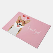 私は君コーギドッグバレンタインデーを愛する ドアマット (アングル)