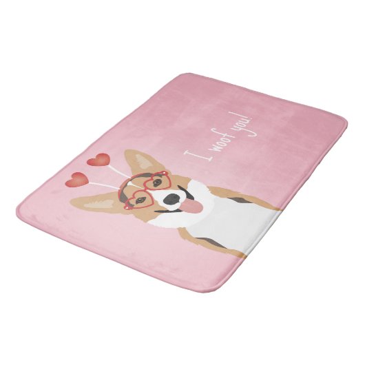 私は君コーギドッグバレンタインデーを愛する バスマット (アングル)