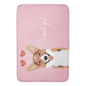 私は君コーギドッグバレンタインデーを愛する バスマット (正面縦)