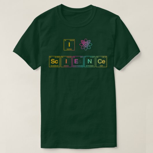 私は周期表書の要素の科学が大好き Tシャツ (デザイン正面)