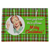 私は味が素晴らしある。あなたは歓迎。クリスマス抱き枕 ラージペーパーバッグ (正面)