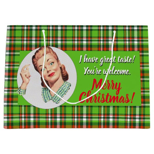 私は味が素晴らしある。あなたは歓迎。クリスマス抱き枕 ラージペーパーバッグ (正面)