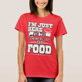 私は商業と食べ物のためにちょうどここにいる Tシャツ (正面)