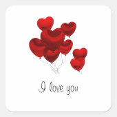 私は四角ステッカーがあなたを愛している スクエアシール (正面)