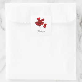 私は四角ステッカーがあなたを愛している スクエアシール