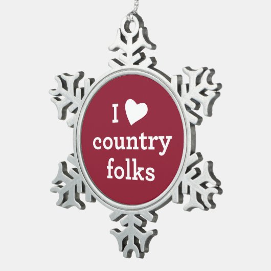 私は国を愛します スノーフレークピューターオーナメント (右)