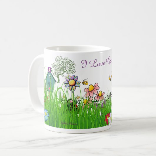 私は園芸コーヒー・マグを愛します コーヒーマグカップ (正面左)