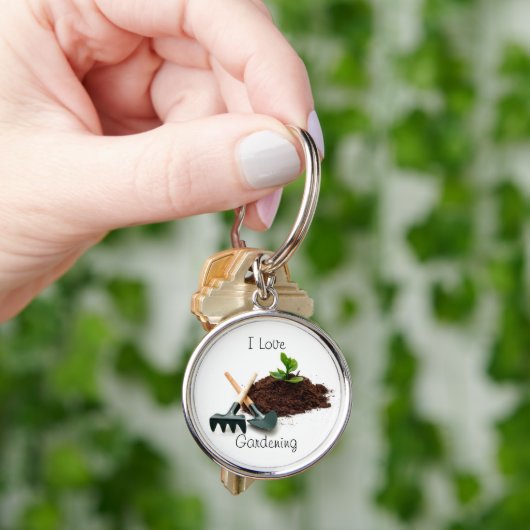 私は園芸Keychainを愛します キーホルダー (手)