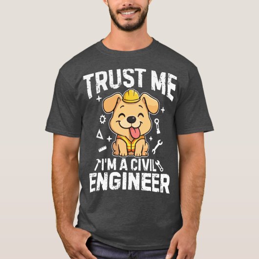 私は土木技師ですから信じてください Tシャツ (正面)