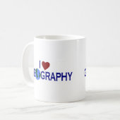 私は地理学を愛します コーヒーマグカップ (正面左)