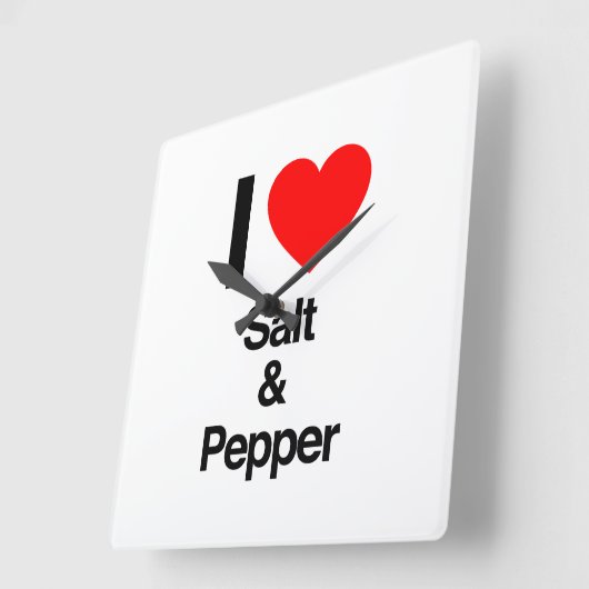 私は塩およびコショウを愛します スクエア壁時計 (傾斜)