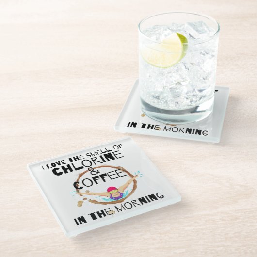 私は塩素とコーヒーの香りが大好き.w ガラスコースター (アングル)