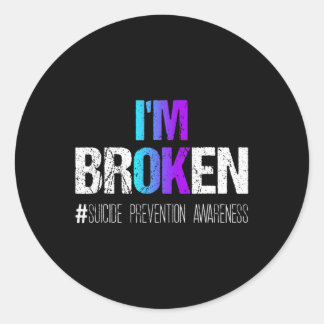 私は壊れたティール（緑がかった色）と紫のリボンの自殺防止 ラウンドシール
