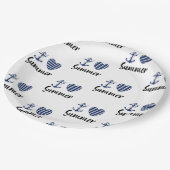 私は夏のいかりとストライプのハート ペーパープレート (アングル)