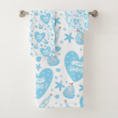 私は夏のベビーブルーセーリングボート、海、海生活が大好き バスタオルセット (インサイチュ)