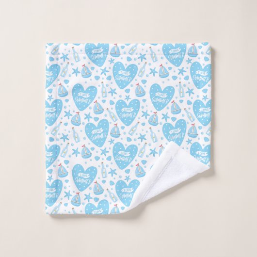 私は夏のベビーブルーセーリングボート、海、海生活が大好き バスタオルセット (ウォッシュタオル)