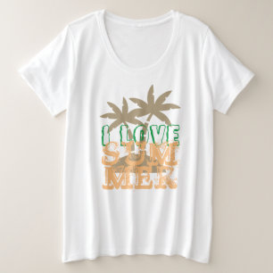 私は夏の夏のカラフルの雰囲気が大好き プラスサイズTシャツ