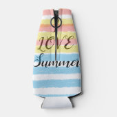 私は夏ピンクの黄色の水色の色のストライプLOVE ボトルクーラー (裏面)