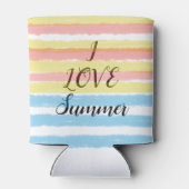 私は夏ピンクの黄色の水色の色のストライプLOVE ボトルクーラー (裏面)