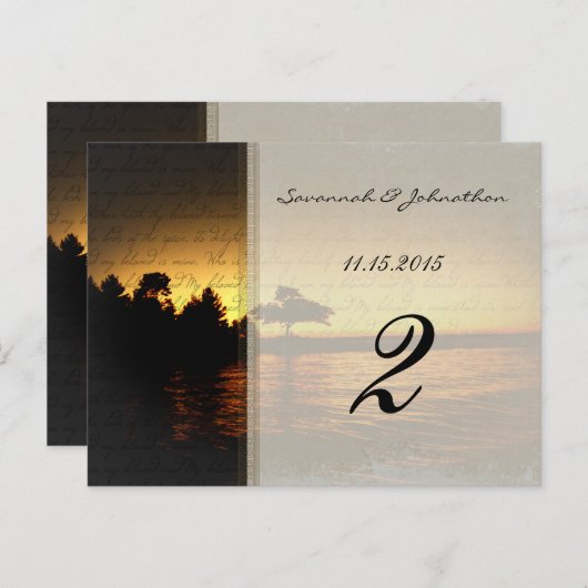 私は夕焼けのテーブル結婚ナンバーカード ポストカード (正面/裏面)