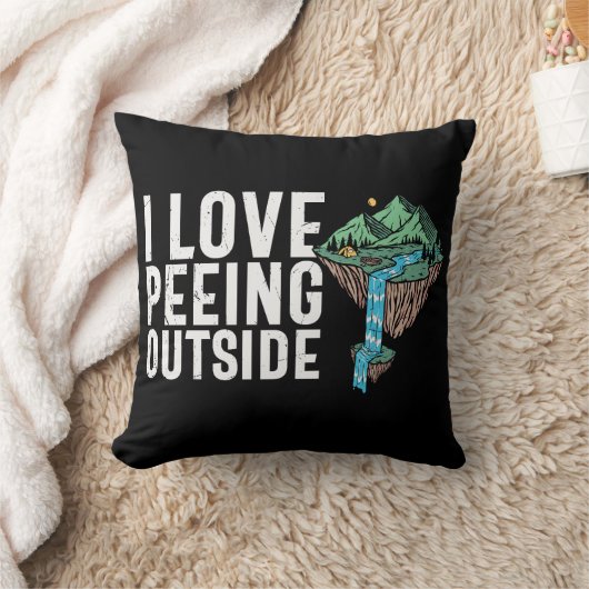 私は外でピーイングキャンプおもしろいことわざが大好き クッション (ブランケット)