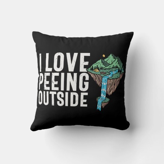 私は外でピーイングキャンプおもしろいことわざが大好き クッション (裏面)