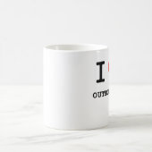 私は外部委託することを愛します コーヒーマグカップ (中央)