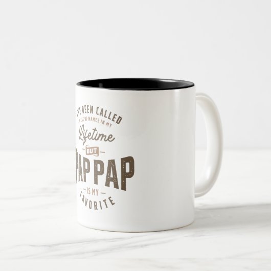 私は多くの名前を呼ばれたが、Pap-Papは私である ツートーンマグカップ (正面右)