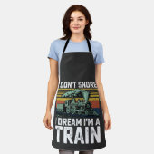 私は夢を奪わない電車のヴィンテージレトロ エプロン (着用した状態)