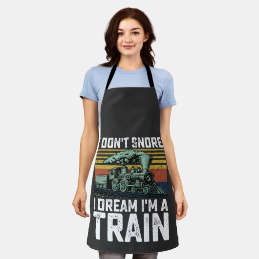 私は夢を奪わない電車のヴィンテージレトロ エプロン (着用した状態)