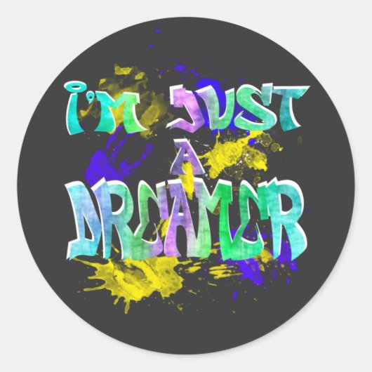 私は夢を見ているだけ感動的引用文落書き ラウンドシール (正面)